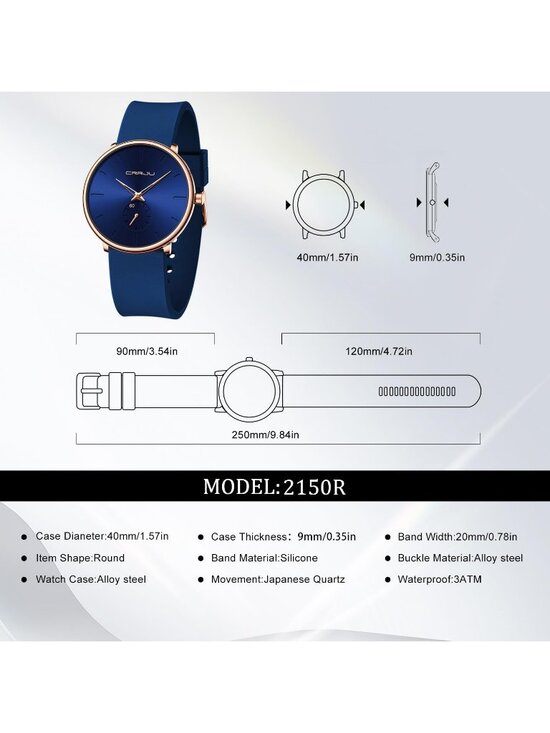 Unisex Blue Rose Casual Stylish Ultra Thin Silicone Band Waterproof Wristwatch main image 6